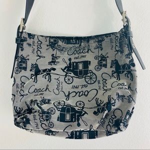 Coach Canvas Logo Black/Gray Shoulder Crossbody